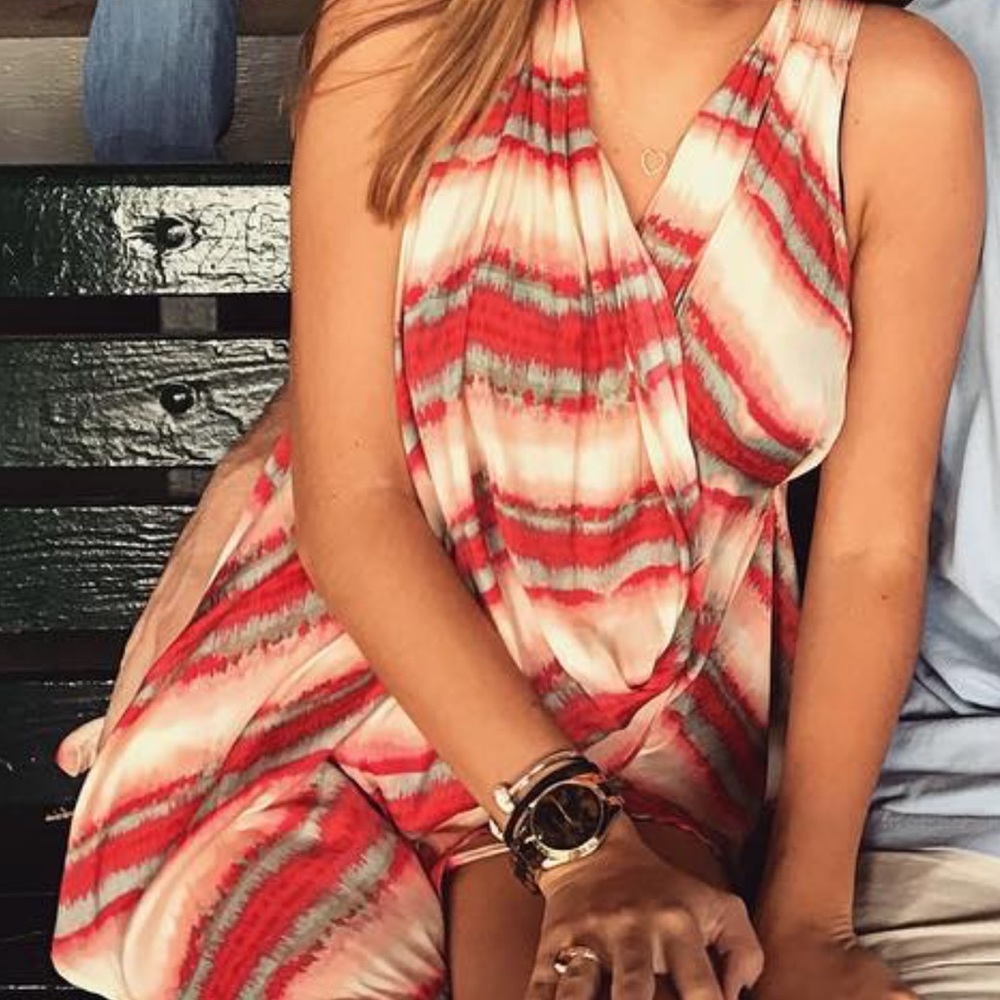 Free People Satin Draped Tie Dye Tank